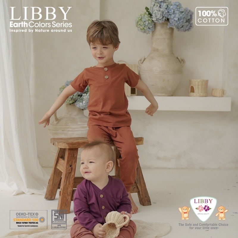 Libby FAVE SET Earth Colors Setelan Baju PENDEK + Celana PANJANG NEW / Setelan Baju Anak UNISEX