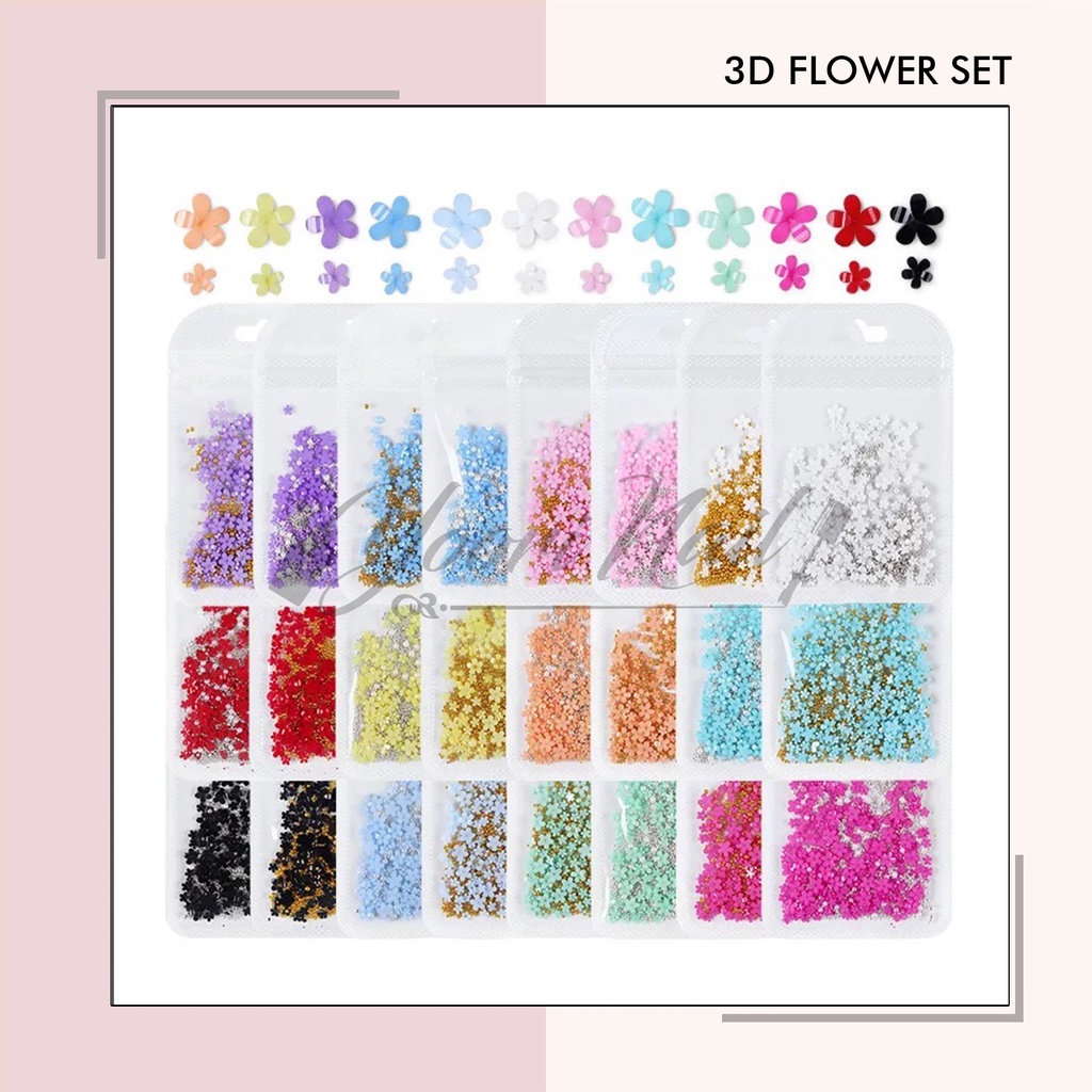 3D Flower set resin rose pack warna colorful random bunga resin nail art case hiasan flower