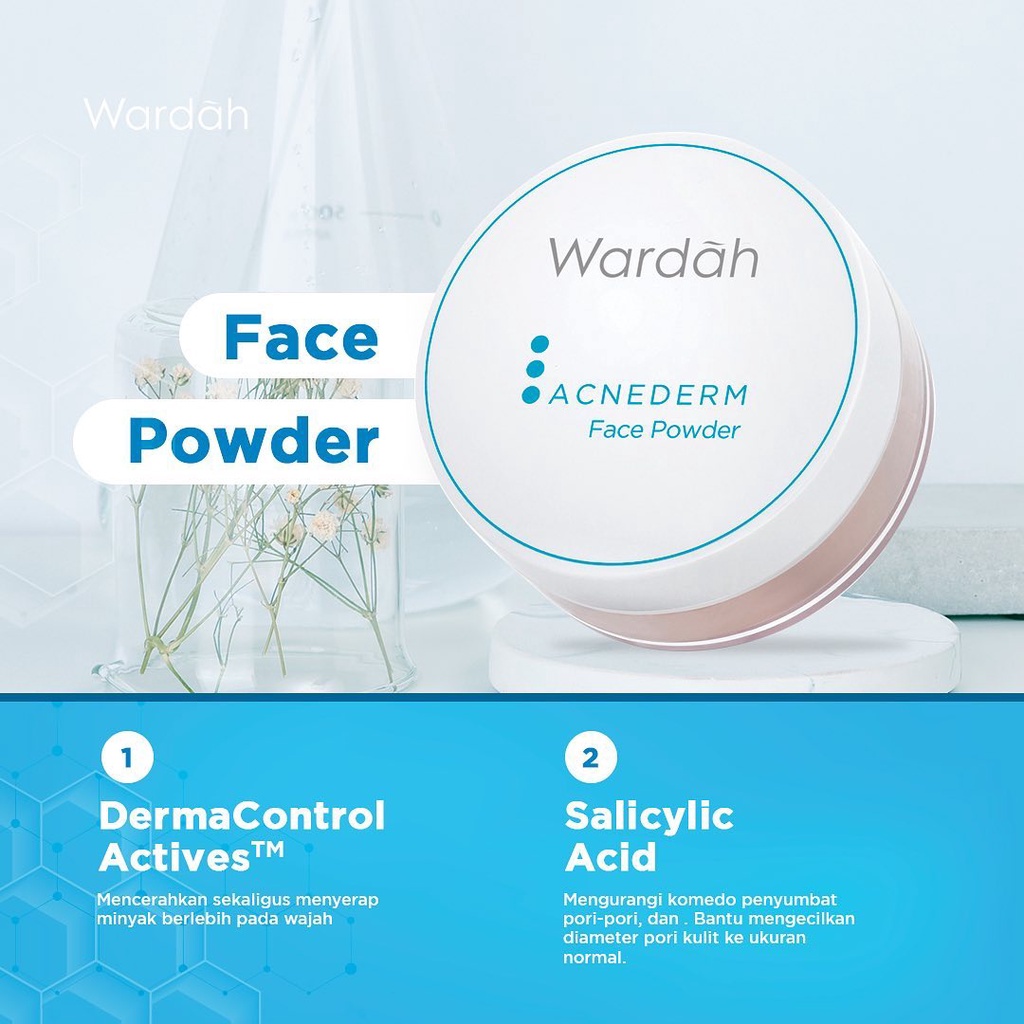 Wardah Acnederm | Serum Cleanser Toner Moisturizer Spot Gel Blackhead Balm Powder