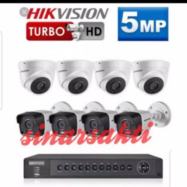 Paket CCTV Hikvision 16CH 5MP 10 CAMERA 2TB ( Lengkap tinggal Pasang ) BARU