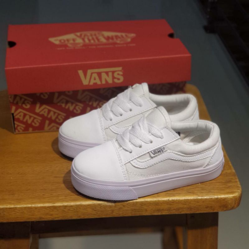 sepatu vans anak anak perekat dan tali putih / peach murah