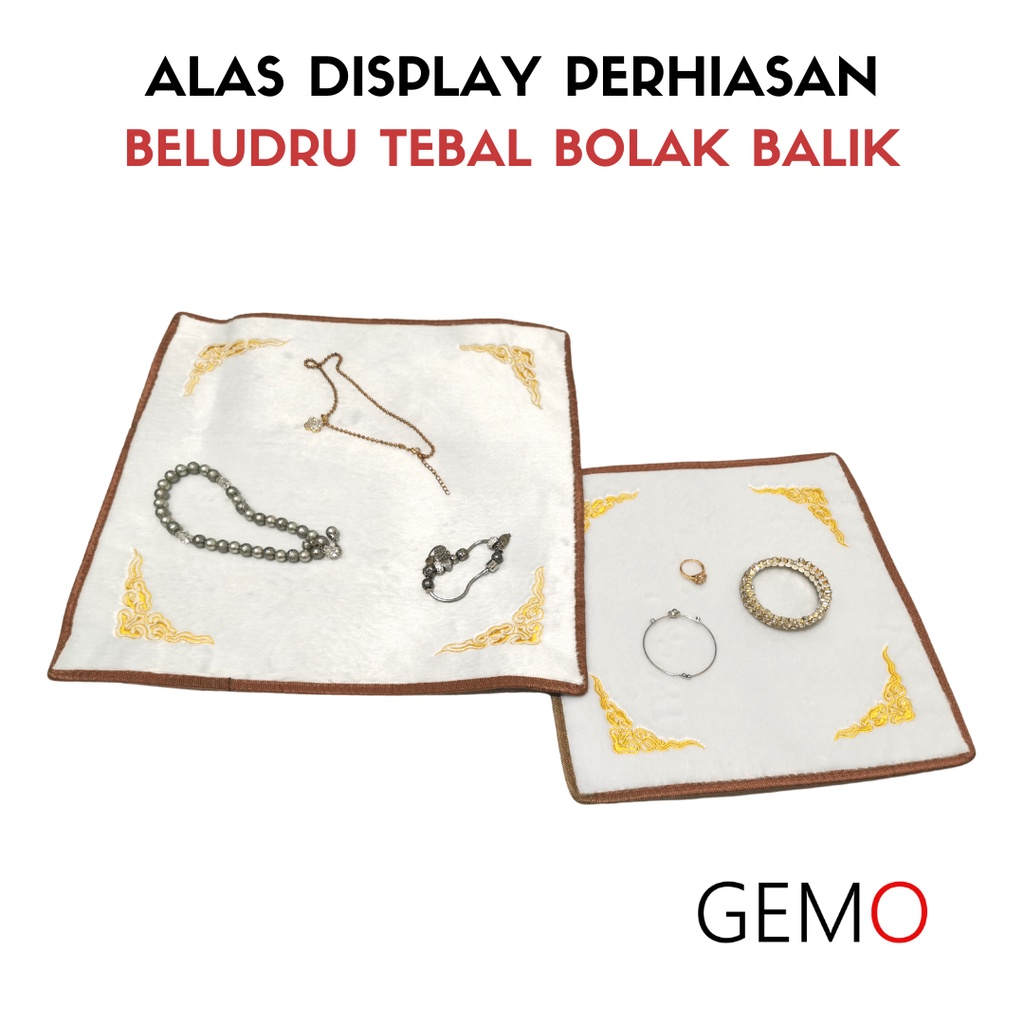 Alas Beludru Tebal Display Dudukan Perhiasan Set Mewah / Tempat Tatakan Alat Peraga Lucu Unik Murah untuk  Etalase Toko Emas Berlian / Perak Permata Berharga juga bisa untuk Box Seserahan Tunangan Nikah Kawin