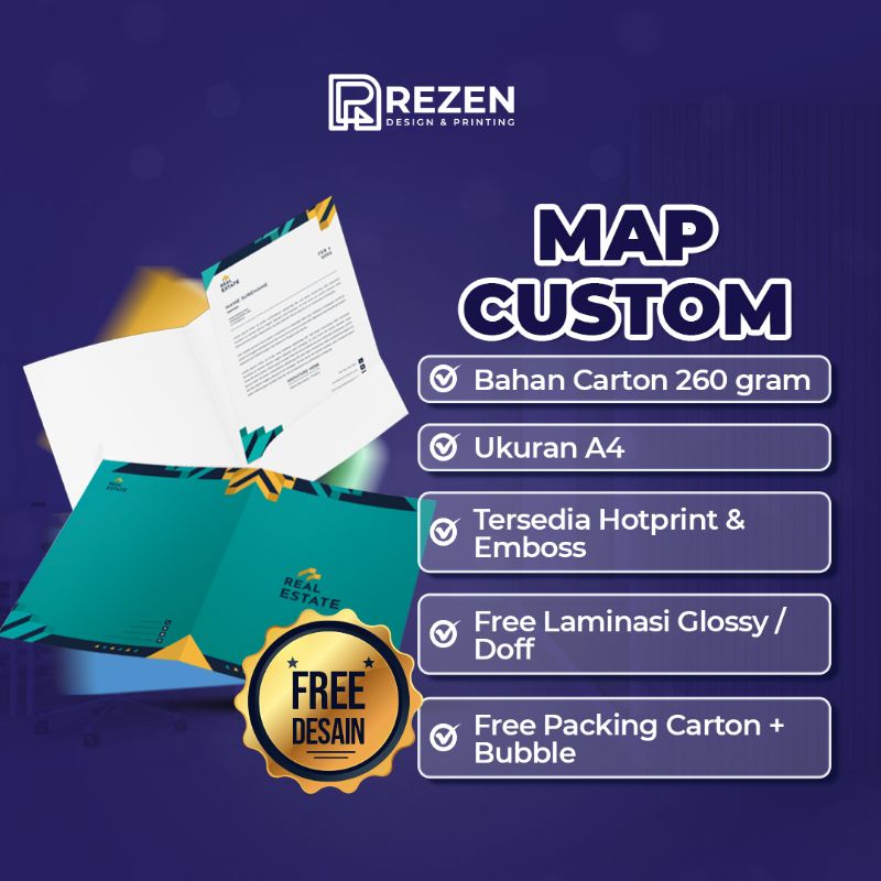 Cetak map custom gratis desain