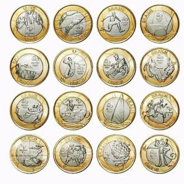 SET COIN BIMETAL1 REAL BRAZIL TH 2014/15/16 / 16 KEPING BERBEDA GAMBAR