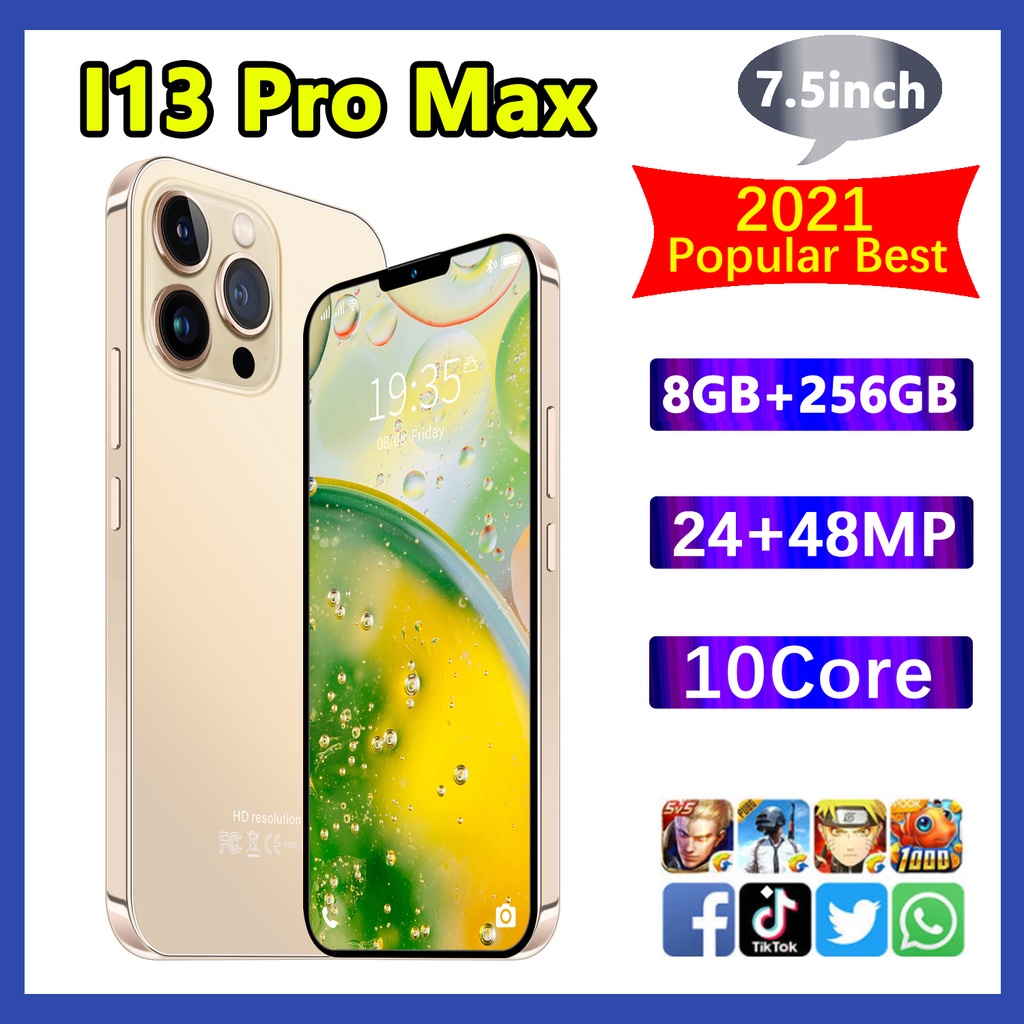 【Barang Spot HP】Smartphone i13 Pro Max Versi Global Handphone Android 7.5 Inci 5G/4G LTE Ponsel Original wajah unlock8GB RAM + 256GB ROM Moible phone