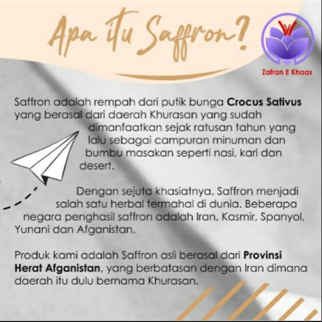 

Saffron El khas (Grade A) original timur tengah