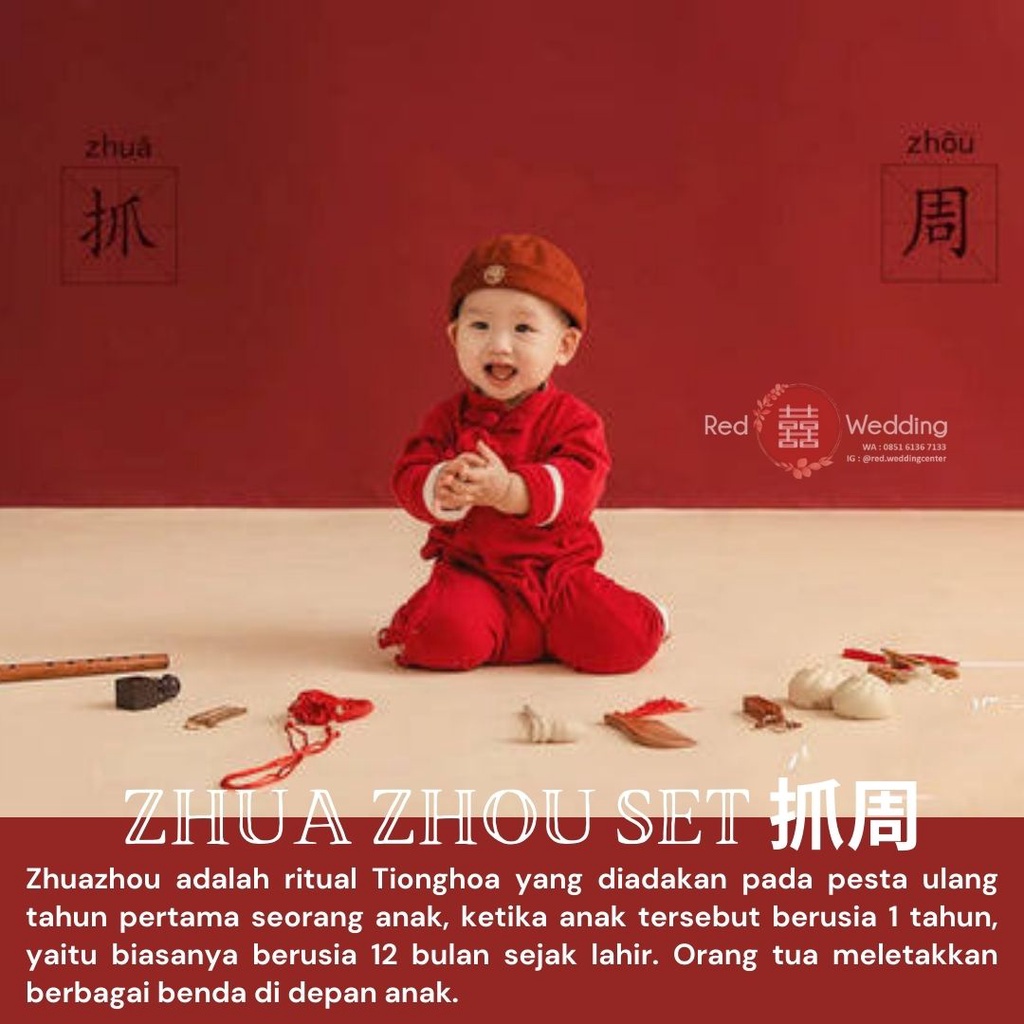 Zhua Zhou Set Ritual Tradisi Tionghua Pesta Ulang Tahun Anak 1 tahun Mainan Anak