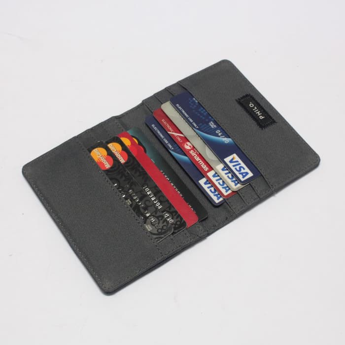 dompet kartu kain cordura model 8 slot kartu biru x abu - PHWL619