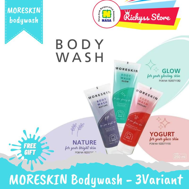 bodywash moreskin / soap / sabun mandi cair / nature / yoghurt / glow / Mencerahkan glowing
