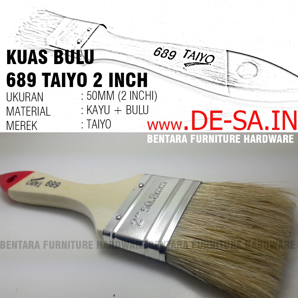 689 Taiyo Kuas Bulu 2 Inchi - Bristle Painting Brush