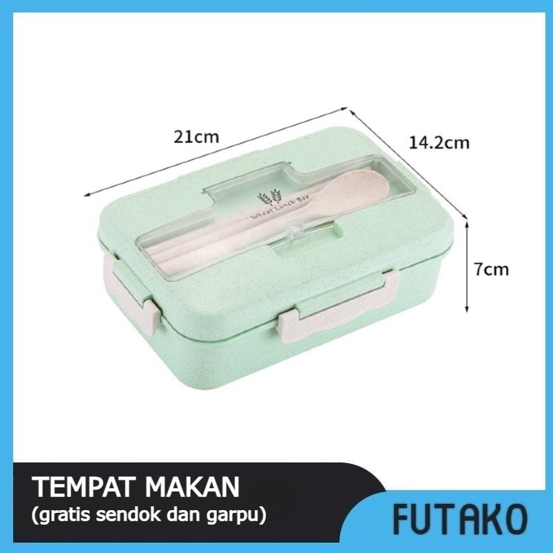 FUTAKO Lunch Box Set / Kotak Bekal Makan Jerami / Penyimpanan Makanan Tempat Makan Anti Tumpah Gratis Sendok dan Garpu