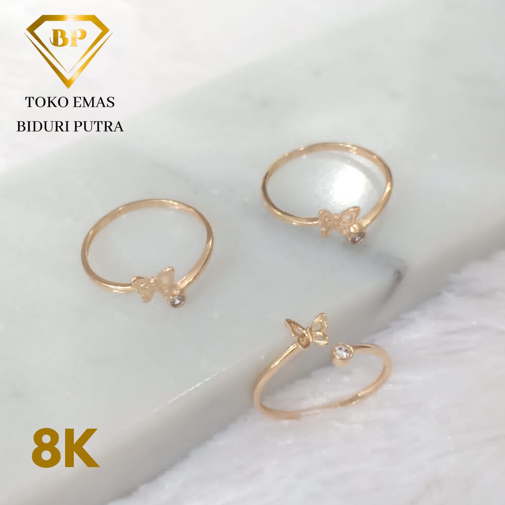 Cincin Solitaire Model Butterfly Perhiasan Emas Asli Kadar 8K/375 toko emas biduri putra - cincin solitaire emas - toko emas asli - cincin emas muda - cincin emas murah - cincin emas korea - cincin emas kadar 375 - perhiasan cincin emas