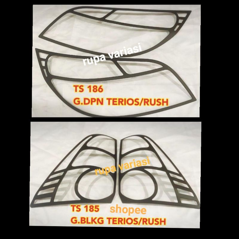 garnis cover lampu depan + belakang toyota RUSH / TERIOS 2007 2008 2009 2010 2011 CHROME CROME &amp; hitam doff