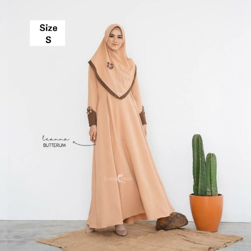 Dress Leanna -1 Set- Gamis Pesta Syari Cantik Premium Mochi by Emmaqueen