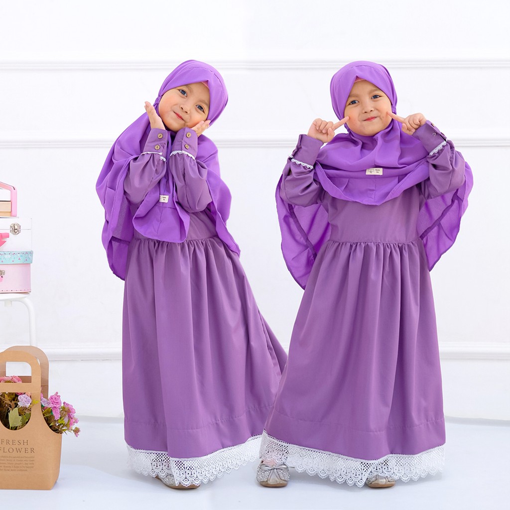 Gamis Anak / Baju Muslim Anak Katun Toyobo "Amara Hijab Dress" by Baby Danish Shop