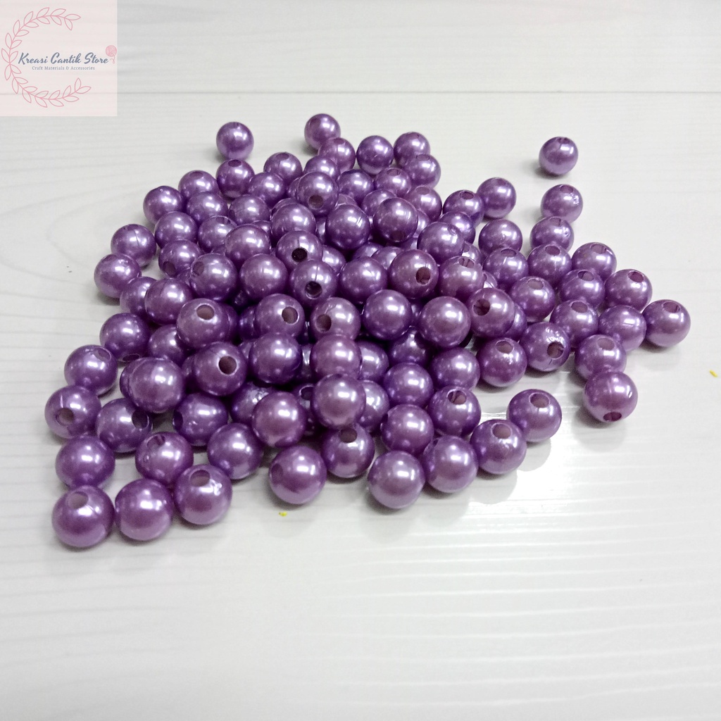 Manik-Manik / Mote Mutiara / Manik Bulat / Manik Mutiara 8mm Warna - Ungu Muda