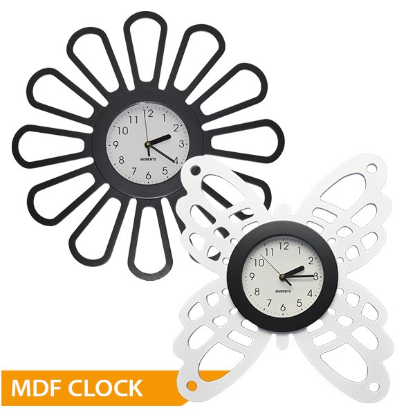 Inno Foto (07825 - 07826) Jam dinding kayu unik matahari/ butterfly Diameter 15.4 cm Pigura Frame Bi