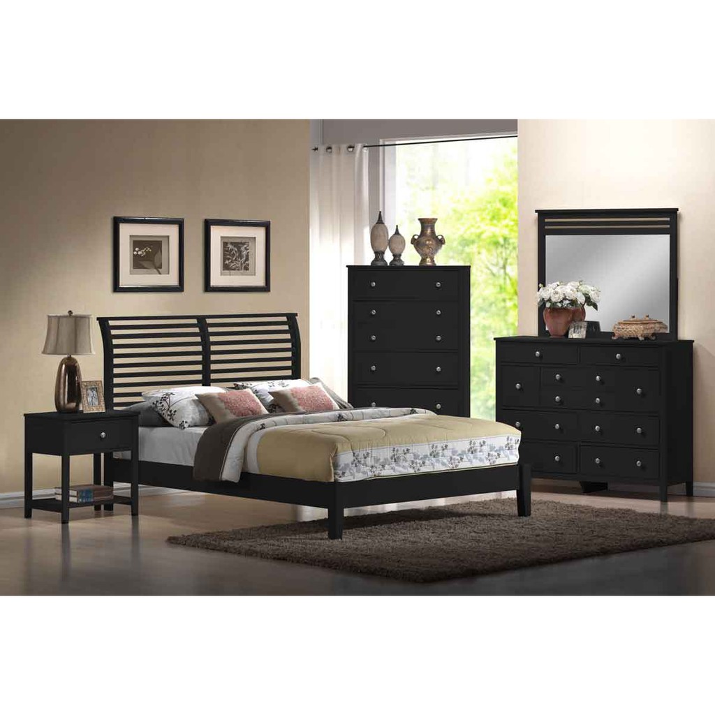 SET KAMAR TIDUR HITAM ELEGAN JATI KAYU KHAS JEPARA