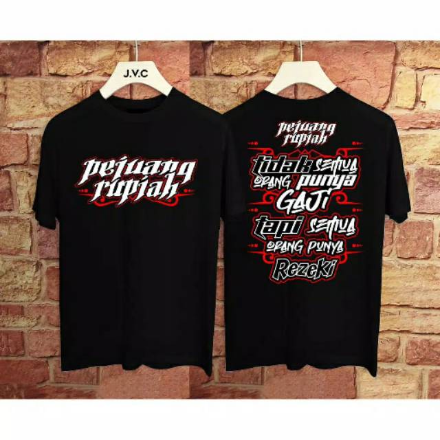 Fourfashion Kaos Pria Kaos Distro PEJUANG REZEKI Black FN161