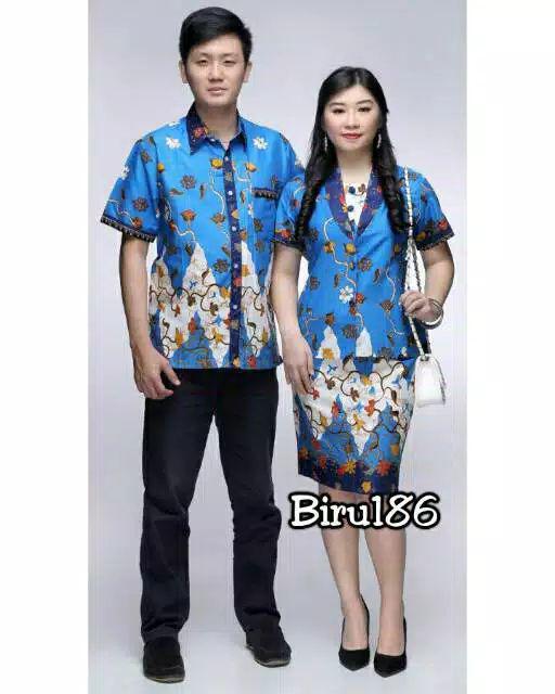 Couple Batik 186 Sarimbit Wanita Setelan Rok + Blouse Seragam Keluarga Katun (harga Terpisah)
