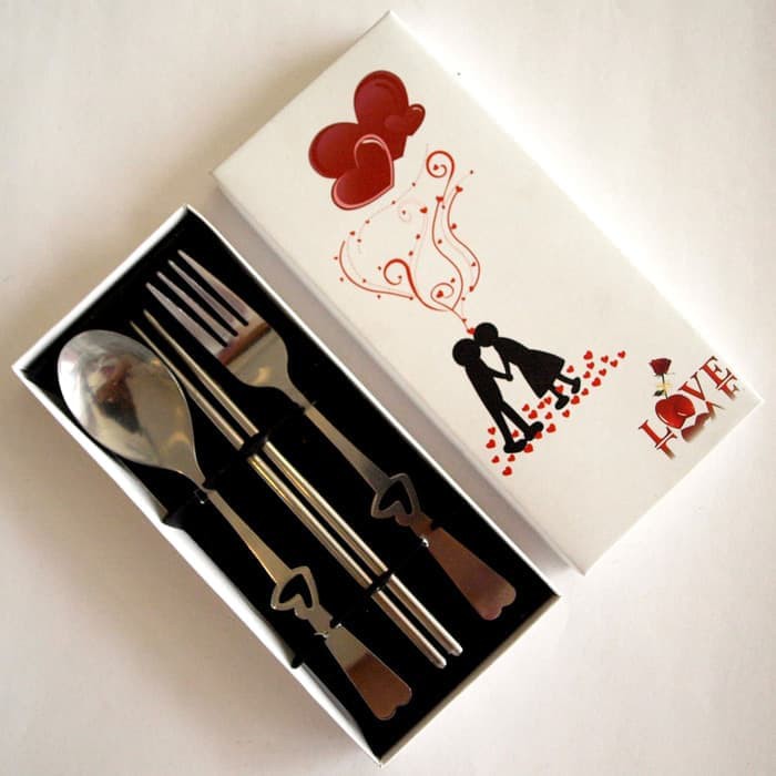 Sendok set Love / Sendok Makan &amp; Garpu makan Love &amp; Sumpit set LOVE