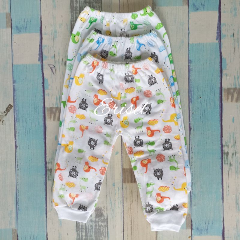 6 PCS CELANA PANJANG BAYI KATUN BERMOTIF/POLOS/USIA 0-2 TAHUN