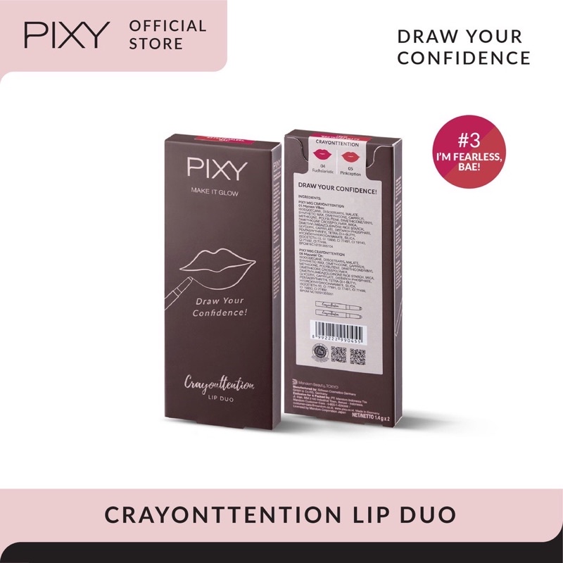 PIXY Draw Your Confidence Crayonttention Lip Duo - 03 I'm Fearless, Bae