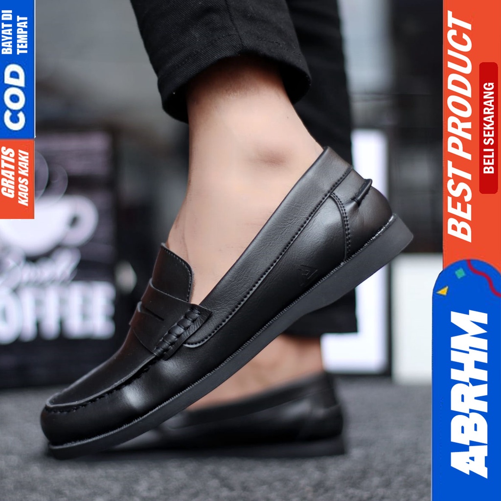 Abrhm Irish - Sepatu Formal Pantofel Pria Kerja Hitam