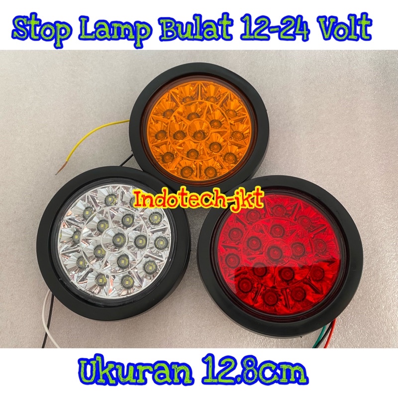 Lampu Stop belakang Truk 12-24 Volt Model BULAT BIASA 16 LED