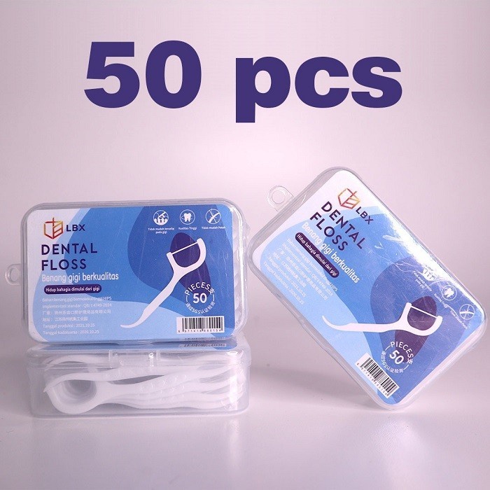 Box isi 50 Pcs Dental floss benang Busur tusuk gigi pembersih sela gigi LBX