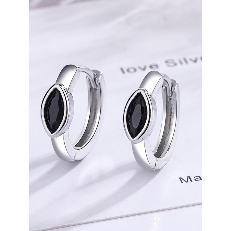 Anting 925 Sterling Silver Bentuk Marquise Aksen Kristal Zircon Untuk Wanita