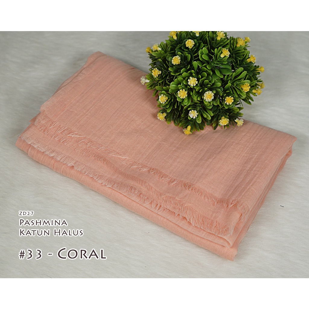 Pashmina Polos Katun Halus - CINDY by Luulu Scarf-#33 - Coral