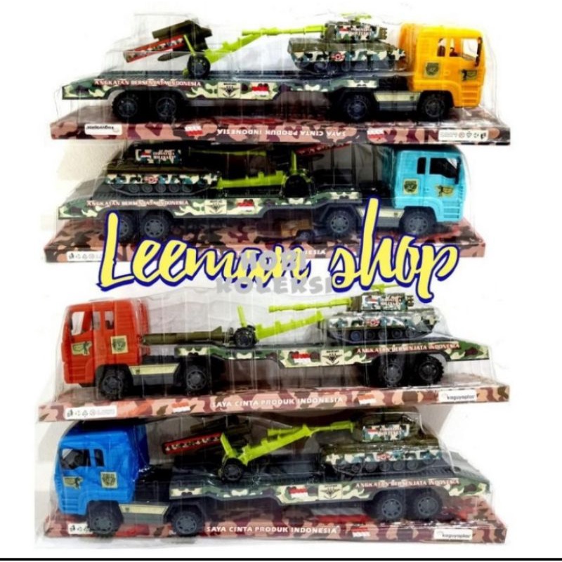 mainan truk kontainer- mainan truk pengangkut kendaraan militer
