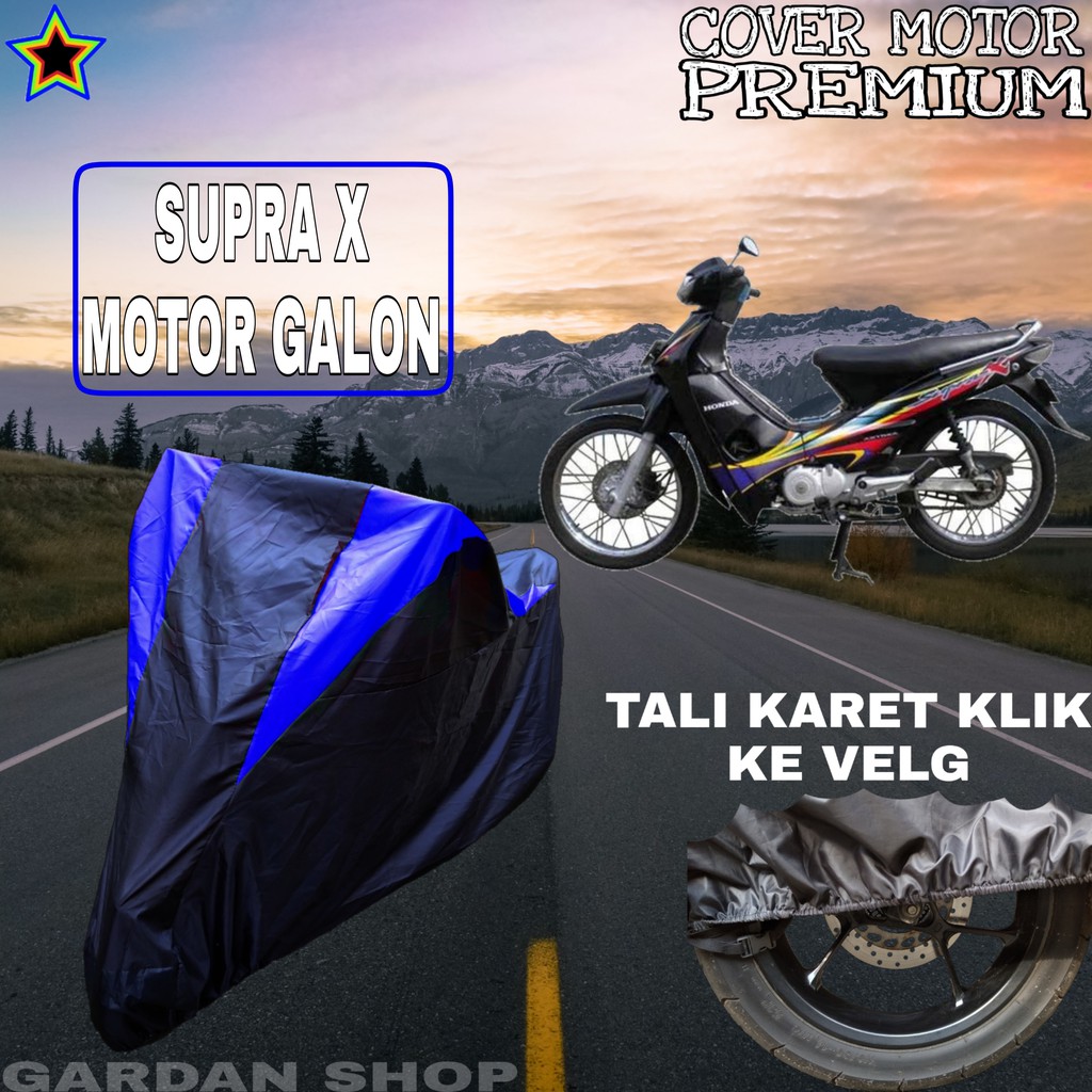 Sarung Motor SUPRA X MOTOR GALON Hitam BIRU Body Cover Supra PREMIUM