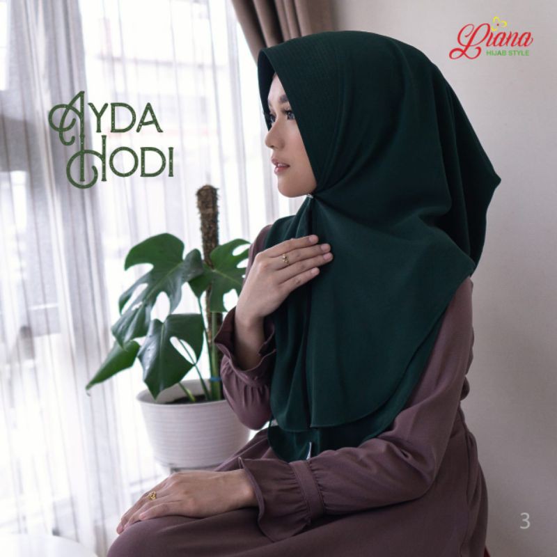 Jilbab Bergo Hoodie Hodi Ayda Ori Liana Hijab-Hijau Botol