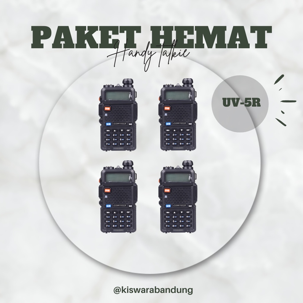 Paket 4 Unit Radio HT Handy Talkie UV-5R Dual Band VHF - UHF kiswarabandung