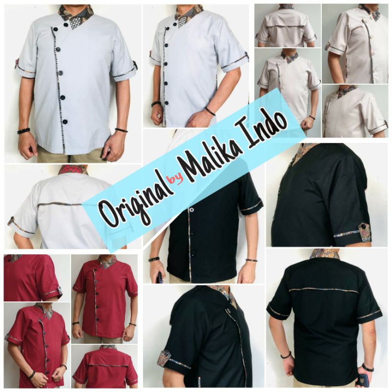 Baju Chef PREMIUM Kombi Batik Pria bhn TROPICAL bukan Drill Seragam untuk Hotel Resto Cafe Catering 