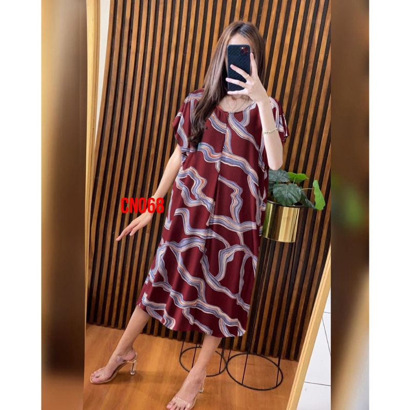 Daster Panjang Selutut Busui Kekinian Non RuffleAFERO-Dst SLTUT(VANESA RED