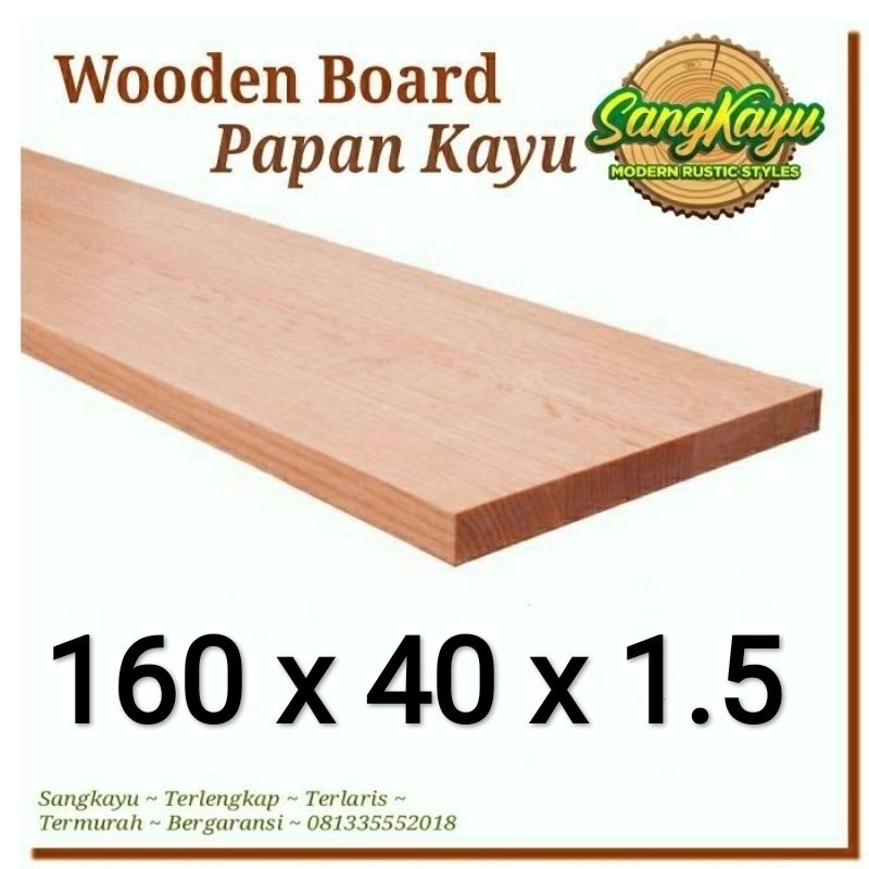 Papan kayu 160x40x1,5 cm papan kayu wooden board bahan daun meja kayu