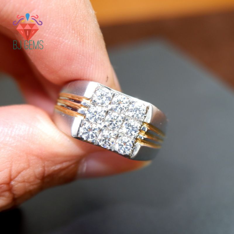 Cincin Moissanite Ring Perak Model Stamp 9 Mata