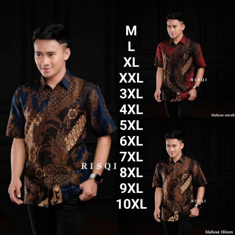 kemeja batik pria lengan pendek size M L XL XXL 3XL 4XL 5XL 6XL 7XL 8XL 9XL 10XL seragam