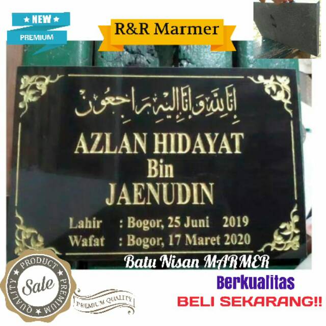 BATU NISAN MARMER HITAM MENGKILAP 20x30
