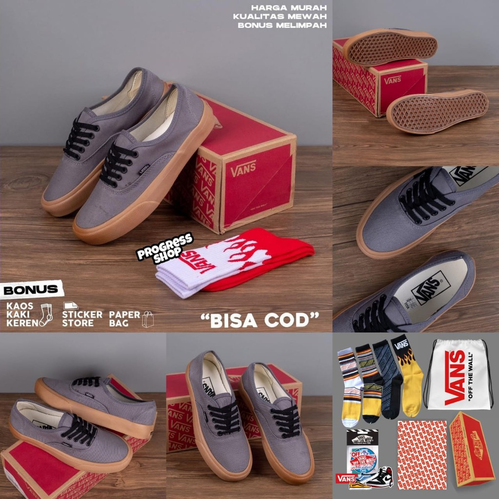 Sepatu Vans Authentic grey gum Original PREMIUM Waffle ICC DT IFC Bnib china