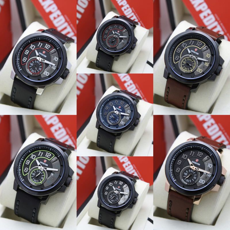 Jam Tangan Pria Expedition E 6825/E6825 kulit original