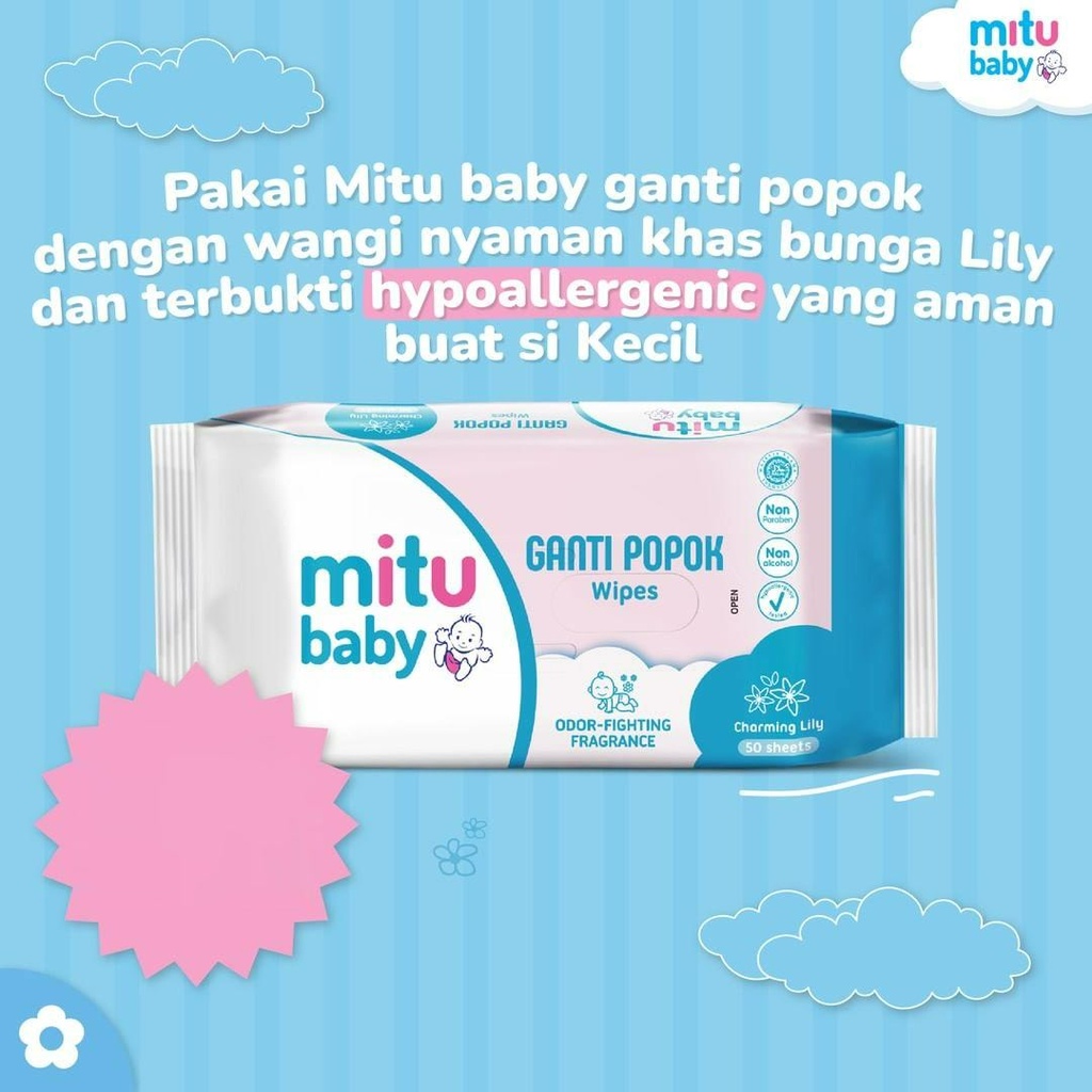 ★ BB ★  Mitu Baby Tisu Basah Ganti Popok 50'S Beli 1 Gratis 1 - Tisu Basah Bayi