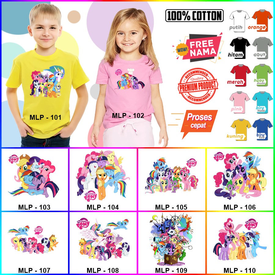 Baju Kaos ANAK DAN DEWASA MY LITTLE PONY COUPLE (FREE NAMA)