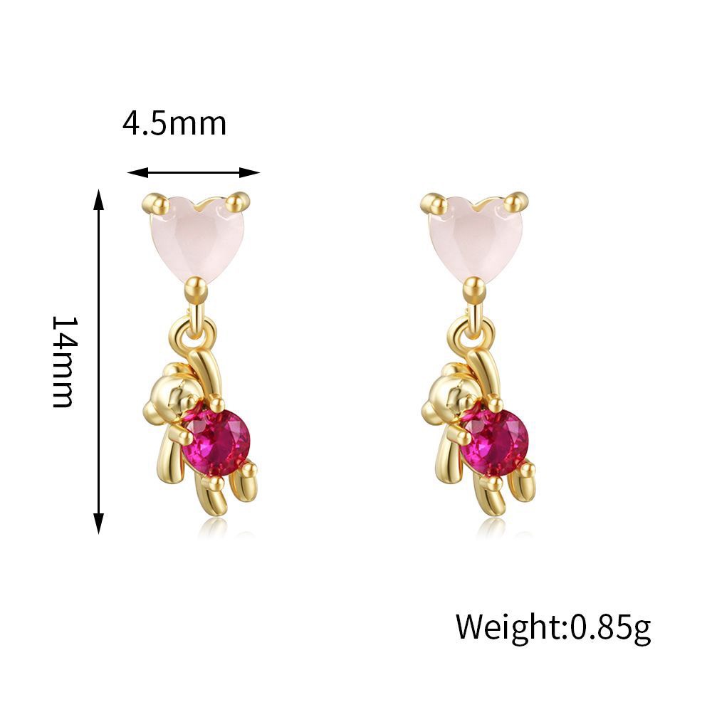 Anting Stud Desain Awan Beruang Hati Bintang Aksen Berlian Imitasi Gaya Korea Untuk Anak Perempuan