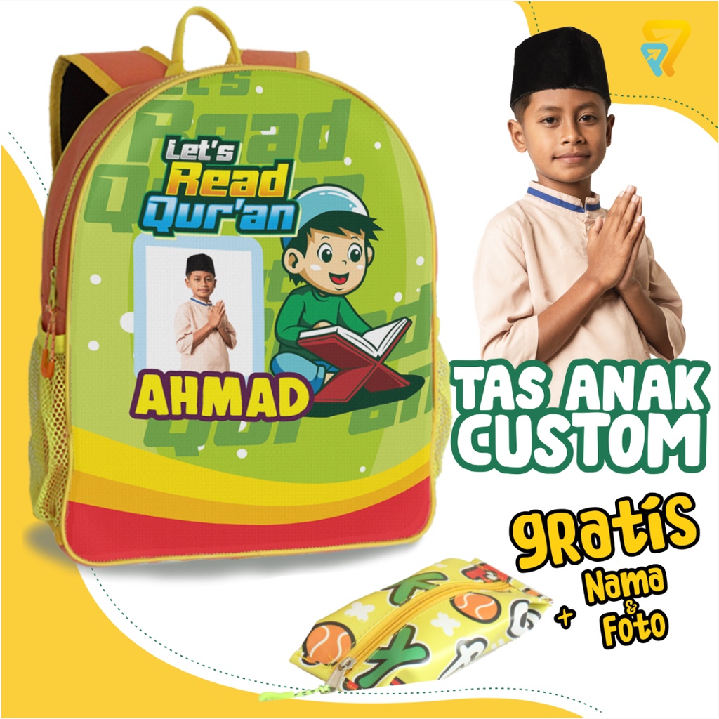 

[1 HARI JADI] Tas Anak Custom MUSLIM QURAN TAKO Custom Foto & Nama Tas TK PAUD taspromosi2p