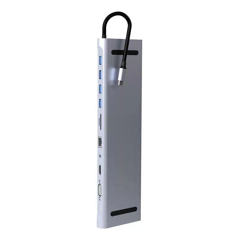 SKU-1247 TYPE-C TO 11IN1 STATION VGA HDMI 4K LAN USB 3.0 SD TF AUDIO