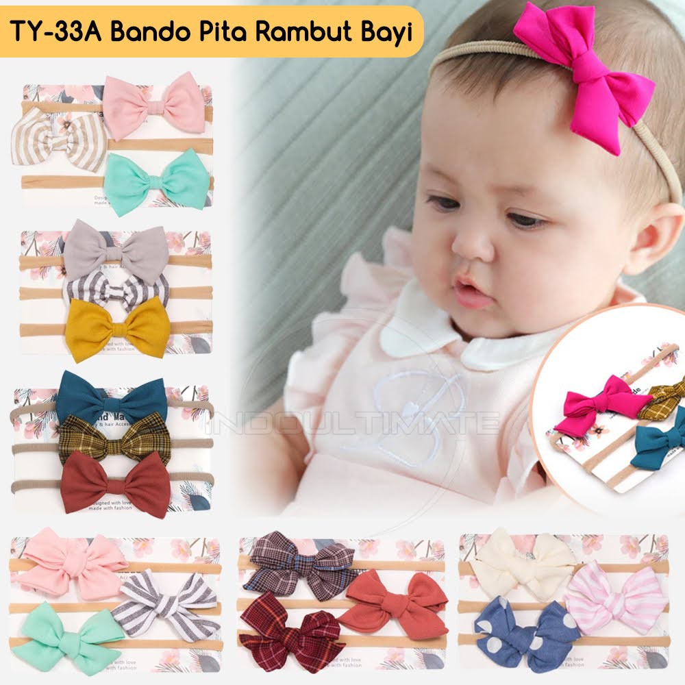 3in1 Bando bandana Bayi Hiasan Kepala Bayi TY-33 Pita Hiasan Rambut Pita Rambut Bayi Bandana Anak